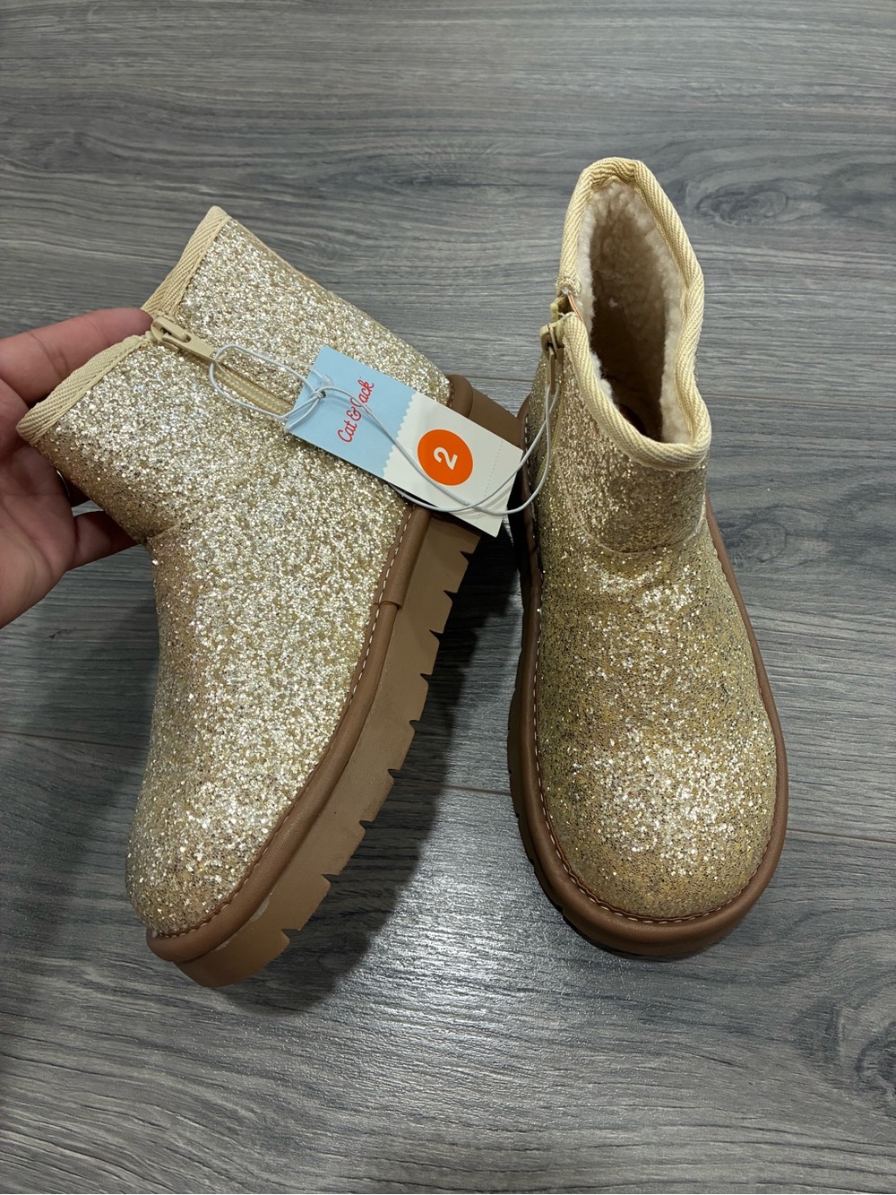 Cat & Jack Girls' Gold Glitter Ankle Boots
